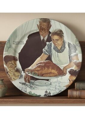 Norman Rockwell Thanksgiving Collector Metal Plate Four Freedoms Vintage 1979
